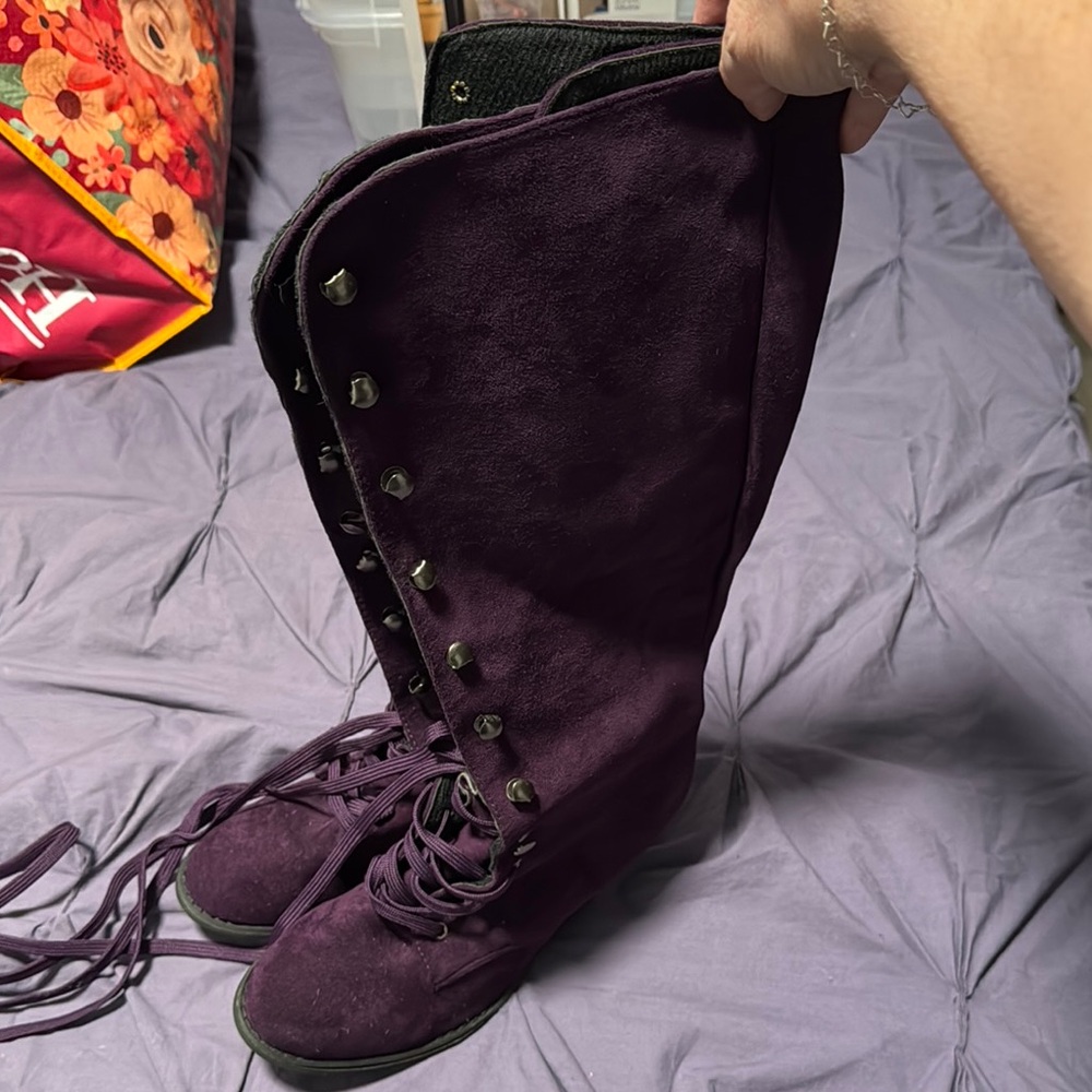 Chic Lace-Up Women's Boots in Deep Purple